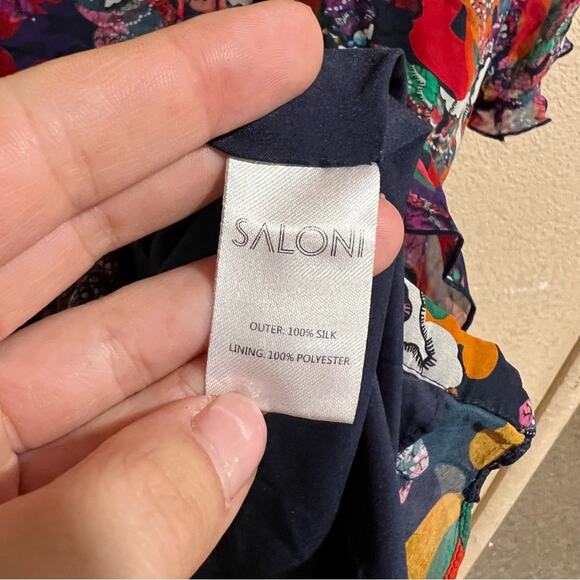 SALONI Printed Colorful Tilly Ruffle Button front Mini Dress size 6 - Picture 8 of 10